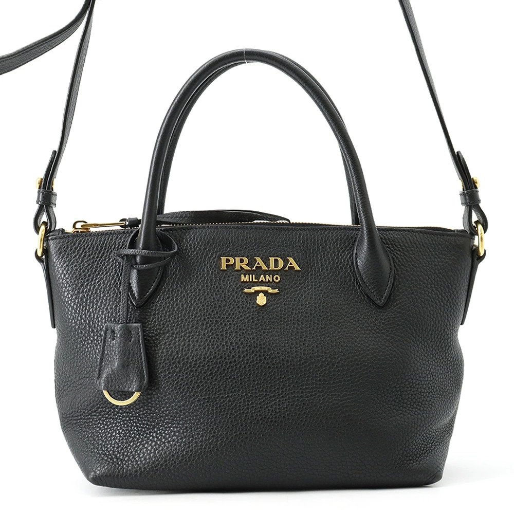 Prada Vitello Daino Leather Handbag Black Bag
